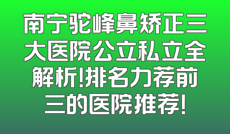 南宁驼峰鼻矫正三大医院公立私立全解析！排名力荐前三的医院推荐！