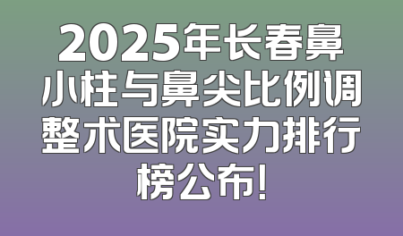 2025年长春鼻小柱与鼻尖比例调整术医院实力排行榜公布！