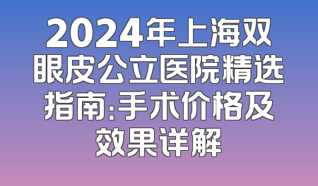 2024年上海双眼皮公立医院精选指南：手术价格及效果详解
