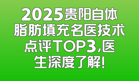 2025贵阳自体脂肪填充名医技术点评TOP3，医生深度了解!