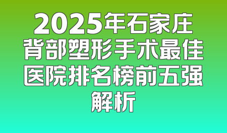 2025年石家庄背部塑形手术最佳医院排名榜前五强解析
