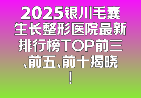 2025银川毛囊生长整形医院最新排行榜TOP前三、前五、前十揭晓！