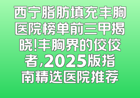 西宁脂肪填充丰胸医院榜单前三甲揭晓！丰胸界的佼佼者，2025版指南精选医院推荐