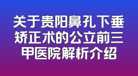 关于贵阳鼻孔下垂矫正术的公立前三甲医院解析介绍