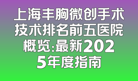 上海丰胸微创手术技术排名前五医院概览：最新2025年度指南