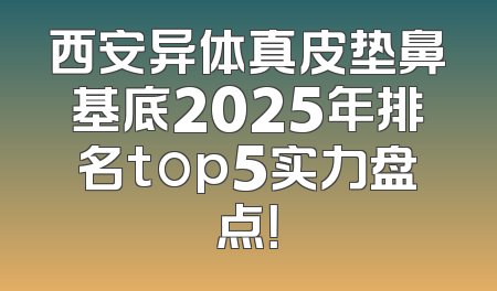 西安异体真皮垫鼻基底2025年排名top5实力盘点！