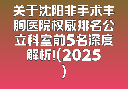 关于沈阳非手术丰胸医院权威排名公立科室前5名深度解析!（2025）