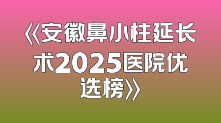 《安徽鼻小柱延长术2025医院优选榜》