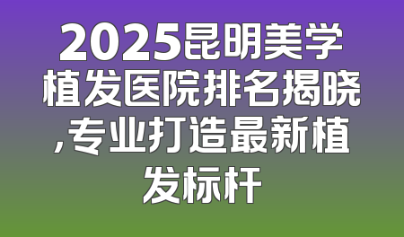 2025昆明美学植发医院排名揭晓，专业打造最新植发标杆