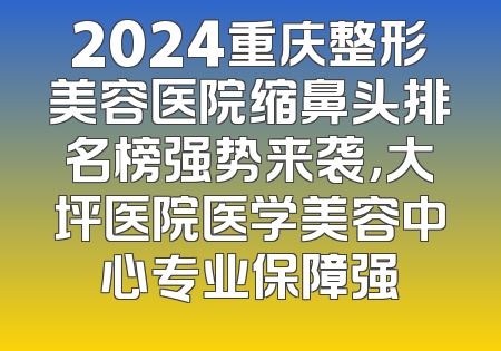 2024重庆整形美容医院缩鼻头排名榜强势来袭，大坪医院医学美容中心专业保障强