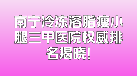南宁冷冻溶脂瘦小腿三甲医院权威排名揭晓！