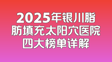 2025年银川脂肪填充太阳穴医院四大榜单详解