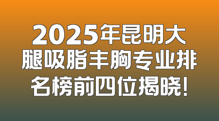 2025年昆明大腿吸脂丰胸专业排名榜前四位揭晓！