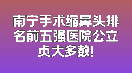 南宁手术缩鼻头排名前五强医院公立占大多数!