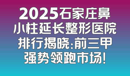 2025石家庄鼻小柱延长整形医院排行揭晓：前三甲强势领跑市场！