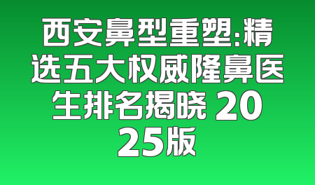 西安鼻型重塑：精选五大权威隆鼻医生排名揭晓 2025版