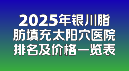 2025年银川脂肪填充太阳穴医院排名及价格一览表