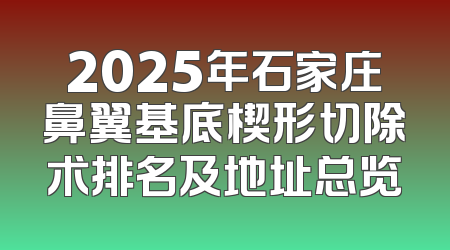 2025年石家庄鼻翼基底楔形切除术排名及地址总览