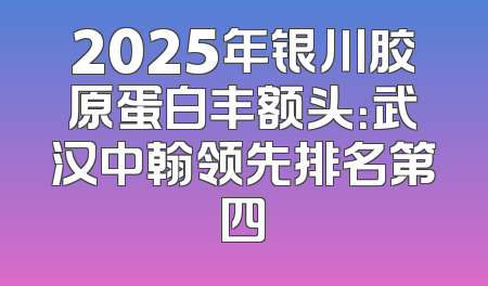 2025年银川胶原蛋白丰额头：武汉中翰领先排名第四