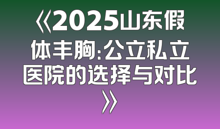 《2025山东假体丰胸：公立私立医院的选择与对比》