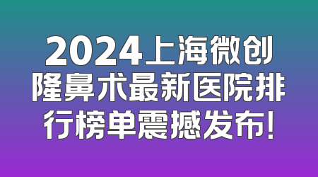 2024上海微创隆鼻术最新医院排行榜单震撼发布！