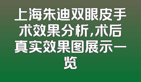 上海朱迪双眼皮手术效果分析，术后真实效果图展示一览