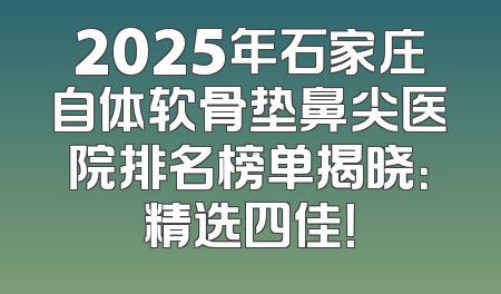 2025年石家庄自体软骨垫鼻尖医院排名榜单揭晓：精选四佳！