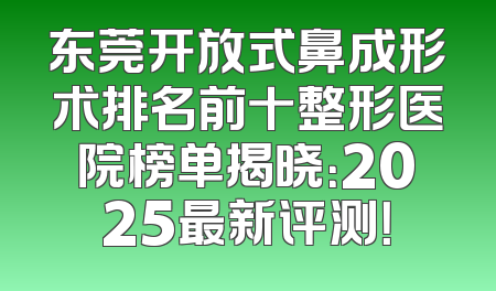 东莞开放式鼻成形术排名前十整形医院榜单揭晓：2025最新评测！