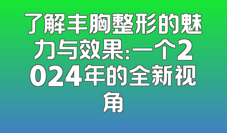 了解丰胸整形的魅力与效果：一个2024年的全新视角
