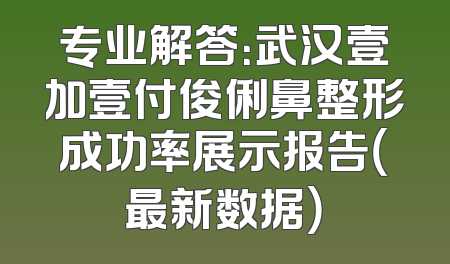 专业解答：武汉壹加壹付俊俐鼻整形成功率展示报告（最新数据）
