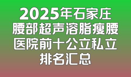 2025年石家庄腰部超声溶脂瘦腰医院前十公立私立排名汇总