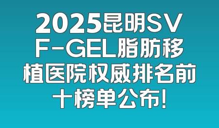 2025昆明SVF-GEL脂肪移植医院权威排名前十榜单公布！
