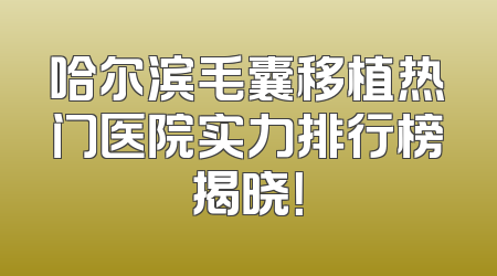 哈尔滨毛囊移植热门医院实力排行榜揭晓！