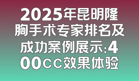2025年昆明隆胸手术专家排名及成功案例展示：400cc效果体验