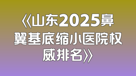 《山东2025鼻翼基底缩小医院权威排名》