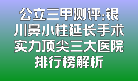 公立三甲测评：银川鼻小柱延长手术实力顶尖三大医院排行榜解析