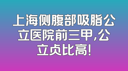 上海侧腹部吸脂公立医院前三甲，公立占比高！