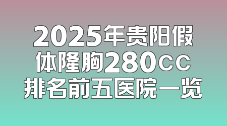 2025年贵阳假体隆胸280cc排名前五医院一览