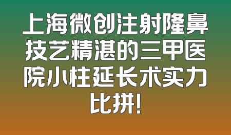 上海微创注射隆鼻技艺精湛的三甲医院小柱延长术实力比拼！