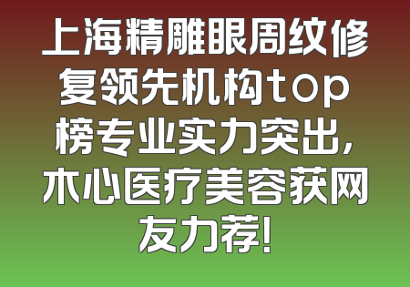 上海精雕眼周纹修复领先机构top榜专业实力突出，木心医疗美容获网友力荐！