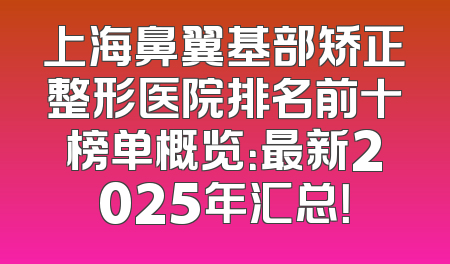 上海鼻翼基部矫正整形医院排名前十榜单概览：最新2025年汇总！