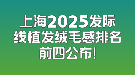 上海2025发际线植发绒毛感排名前四公布！