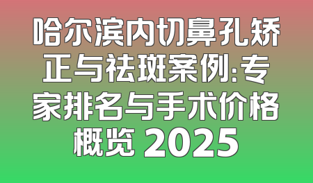 哈尔滨内切鼻孔矫正与祛斑案例：专家排名与手术价格概览 2025