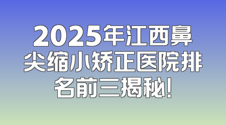 2025年江西鼻尖缩小矫正医院排名前三揭秘！
