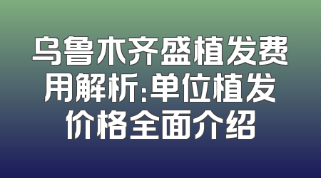 乌鲁木齐盛植发费用解析：单位植发价格全面介绍