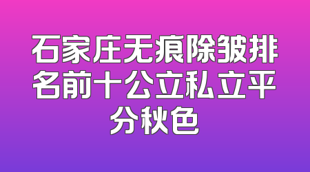 石家庄无痕除皱排名前十公立私立平分秋色