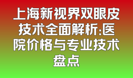 上海新视界双眼皮技术全面解析：医院价格与专业技术盘点