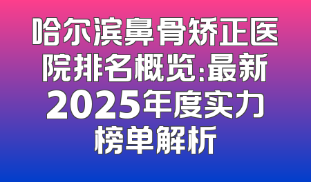 哈尔滨鼻骨矫正医院排名概览：最新2025年度实力榜单解析