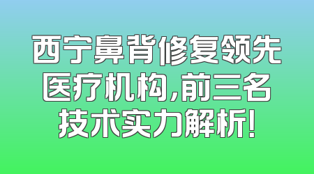 西宁鼻背修复领先医疗机构，前三名技术实力解析！