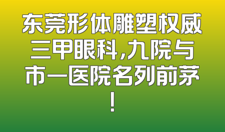 东莞形体雕塑权威三甲眼科，九院与市一医院名列前茅！